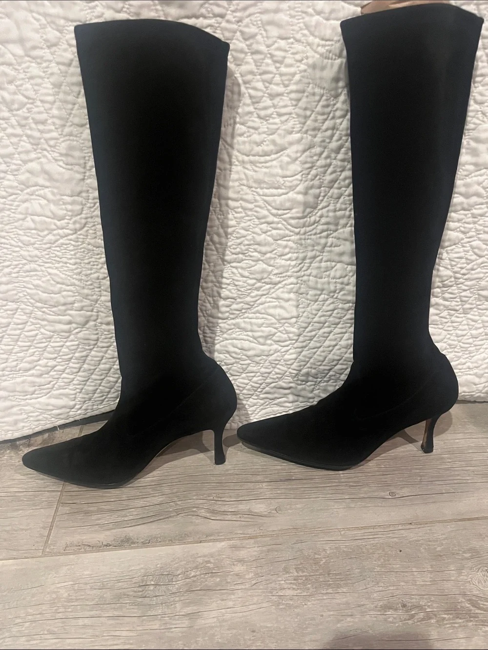 Black Over-the-Knee Pointed-Toe Boots